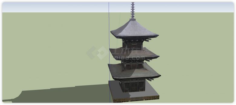 四层尖塔顶日本古建su模型-图二