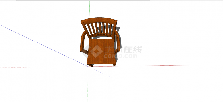 中式榆木单人椅家具su模型-图二