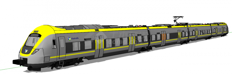 现代黄色灰色高速安全地铁su模型-图二