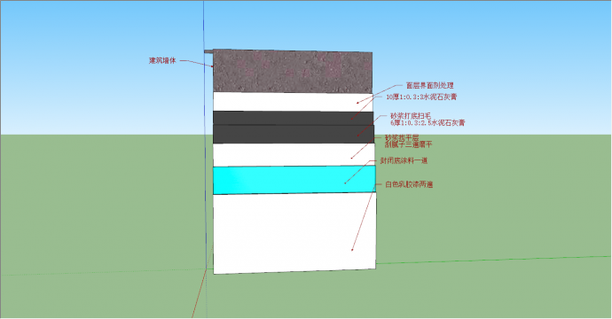 现代石膏板墙面结构解析su模型_图1
