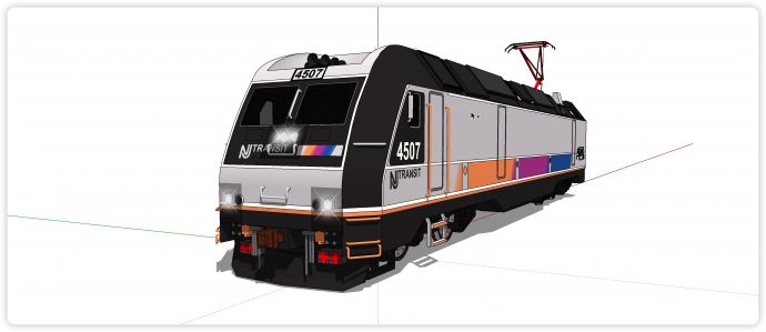 火车头灰色车厢橙色紫色配色su模型_图1