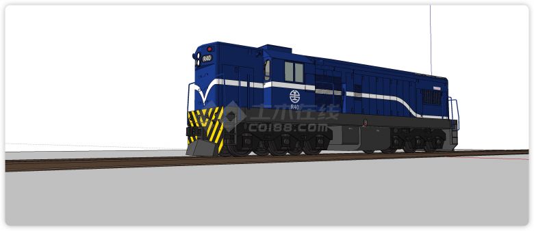 火车头宝石蓝色工业风格设计车厢su模型-图二