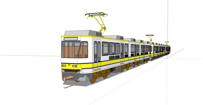 黄色线条装饰白色有轨电力驱动火车su模型_图1