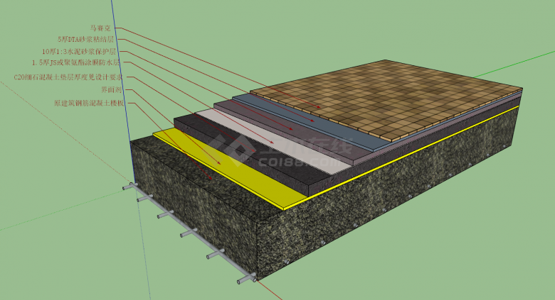 地砖钢筋混凝土楼板su模型-图一
