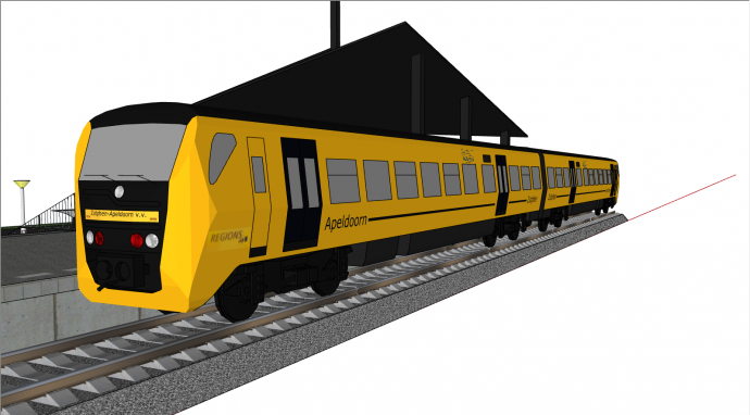 黄色城市轨道列车su模型_图1