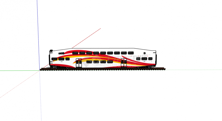 现代红白色短火车厢su模型-图二