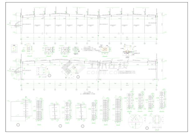 某大跨度(50.7m+38.7m)钢结构厂房结施图-图二