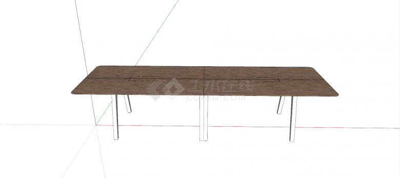 白色椅凳木制条纹桌面办公桌会议桌su模型-图一