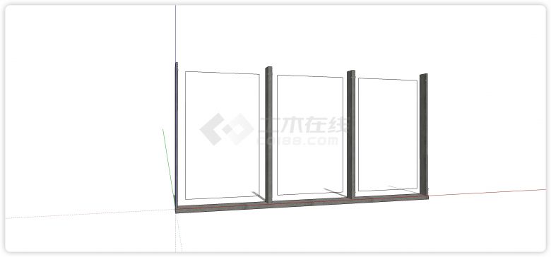 方扁方管结构玻璃栏杆su模型-图一