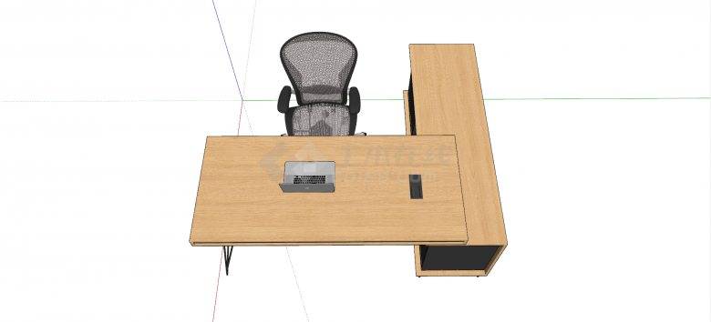 L形纯木办公桌会议桌su模型-图二