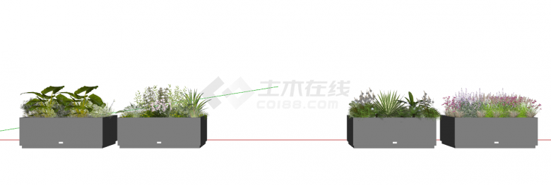 现代绿植盆栽花草盆景景观花箱su模型-图一