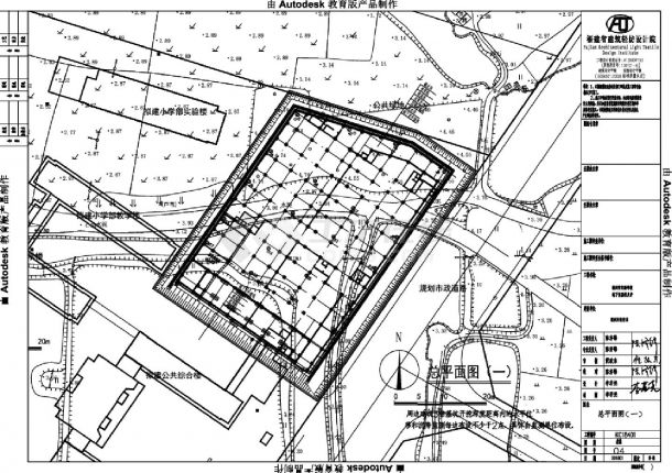 福州市实验学校地下基坑支护总平CAD图-图一