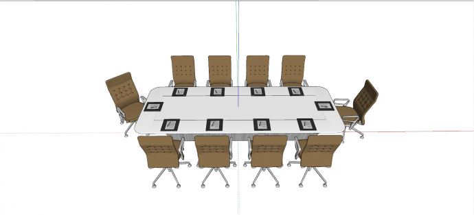 布艺座椅浅色塑木办公桌会议桌su模型_图1