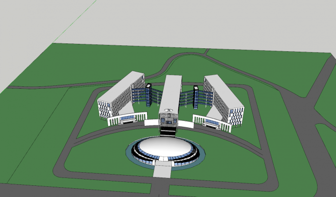 行政办公楼组合建筑su模型_图1