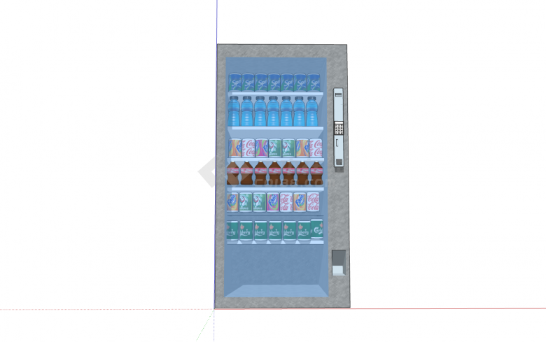 灰色柜体透明玻璃柜门自动贩卖机su模型-图一
