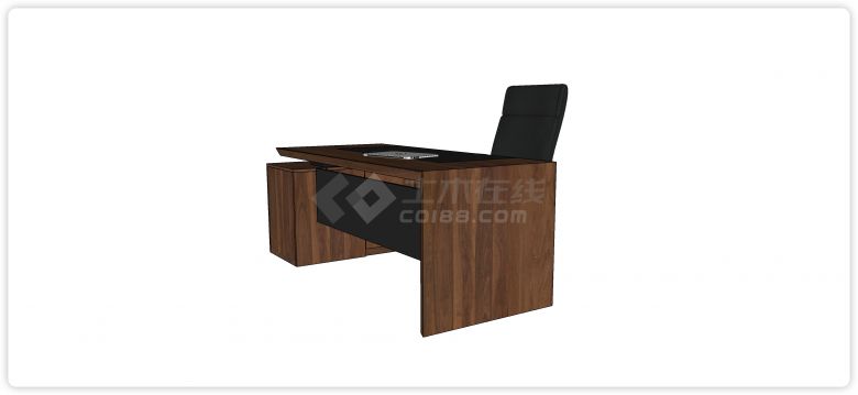 胡桃木木纹办公桌会议桌su模型-图一