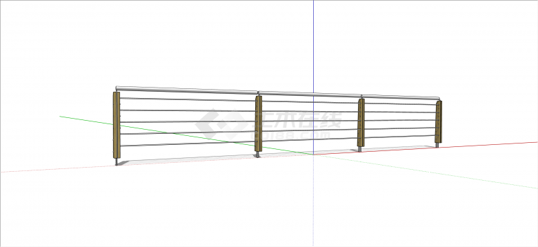 现代经典条形不锈钢栏杆su模型-图二