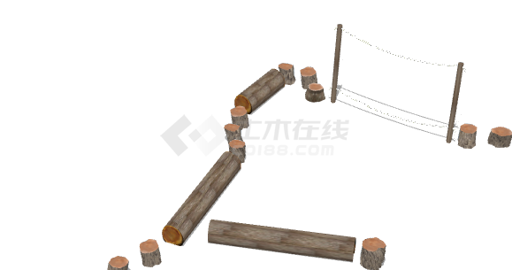 木制树状木质游乐设施 su模型-图二
