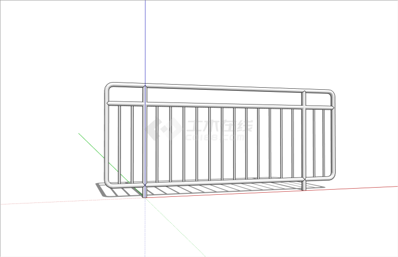 现代竖条不锈钢栏杆su模型-图一