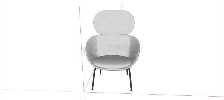灰色单人圈椅休闲椅su模型-图一
