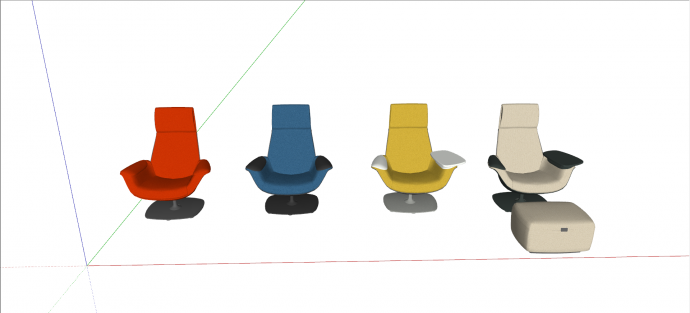 各色布艺转椅休闲椅su模型_图1