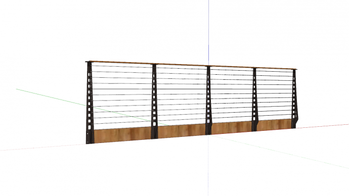 不锈钢栏杆木制底座su模型_图1
