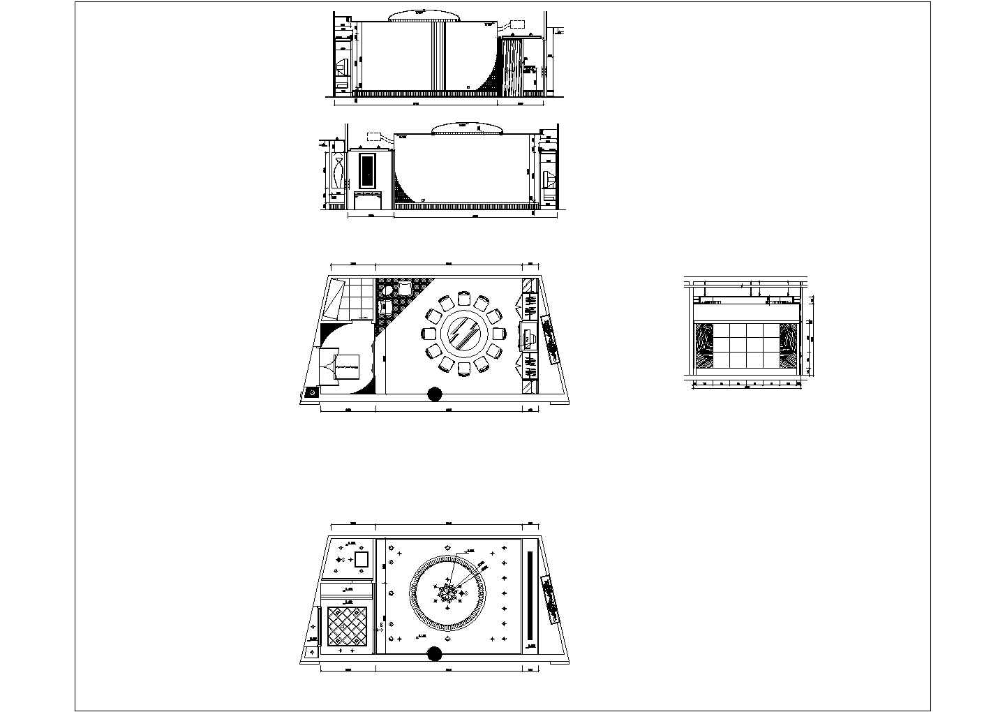 某酒店餐厅包厢施工CAD详细构造完整设计图纸