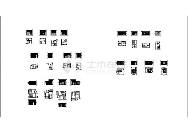 某咖啡厅装修全套CAD棋牌房立面图构造设计图纸-图一