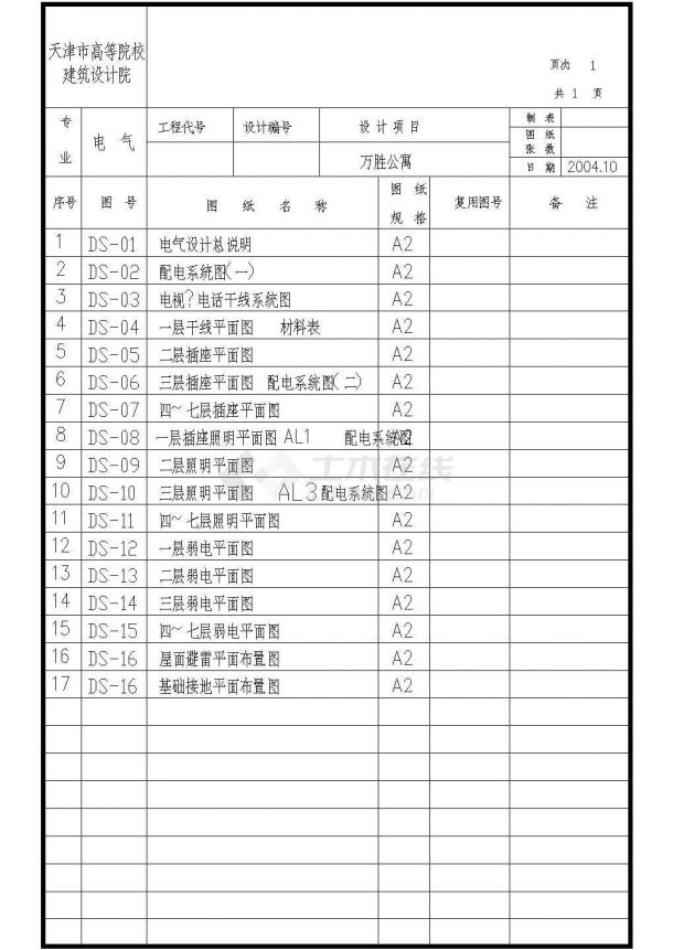 某七层框架结构公寓楼配电设计cad全套电气施工图（含设计说明，含弱电设计）-图一