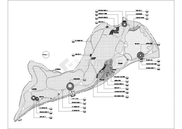 某大型山林公园规划设计cad总平面施工图（标注详细）-图一