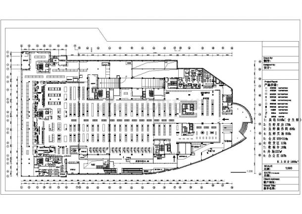 某三层大型超市设计cad详细平面布置图（含经济技术指标）-图二