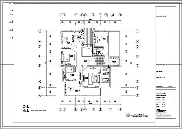 某二层私人别墅室内装修设计cad全套施工图（布置详细）-图一