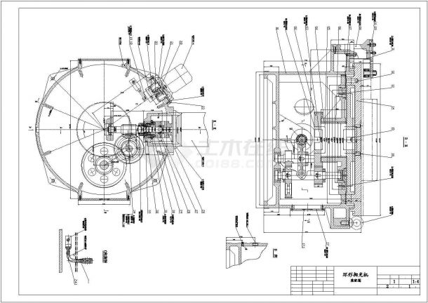 典型环形抛光机设计cad总装配机械图（标注详细）-图一
