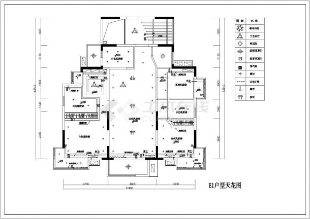 某花园小区E户型样板房装饰工程设计cad全套施工图（甲级院设计）-图二