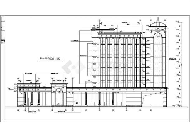 某高层银行办公楼建筑设计cad全套施工图（标注详细）-图二