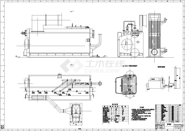 某燃气锅炉设计cad机械总装配图（含技术要求）-图一