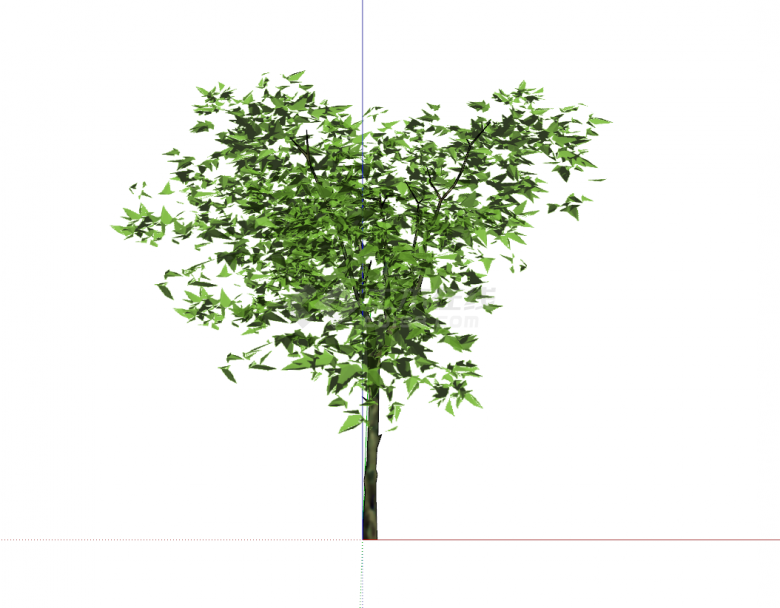 现代抽象心形绿色树木su模型-图一