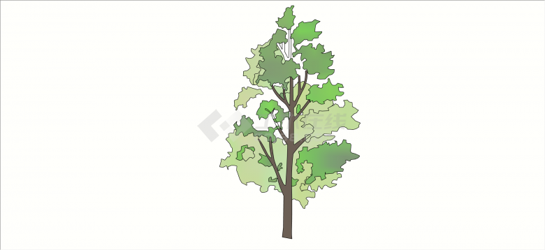 现代绿色清新树叶乔木su模型-图二