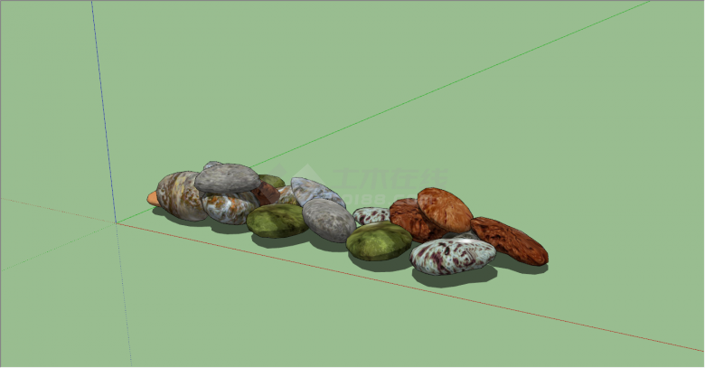 聚集式珍贵假山鹅卵石su模型-图一