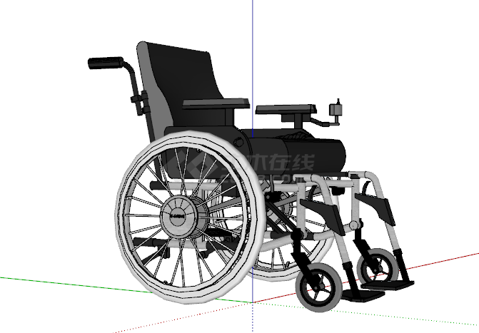 现代黑色自动智能电动轮椅su模型-图一