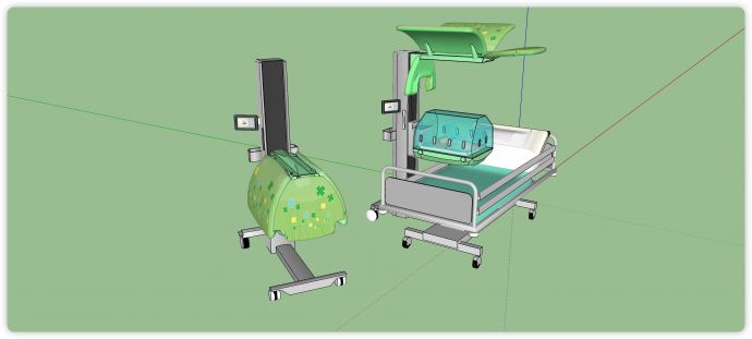 绿色婴儿箱子医疗器械su模型_图1