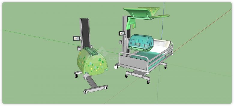 绿色婴儿箱子医疗器械su模型-图一