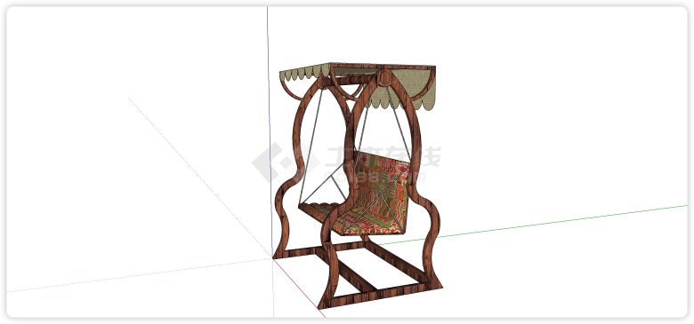 葫芦型木架子秋千椅su模型-图二