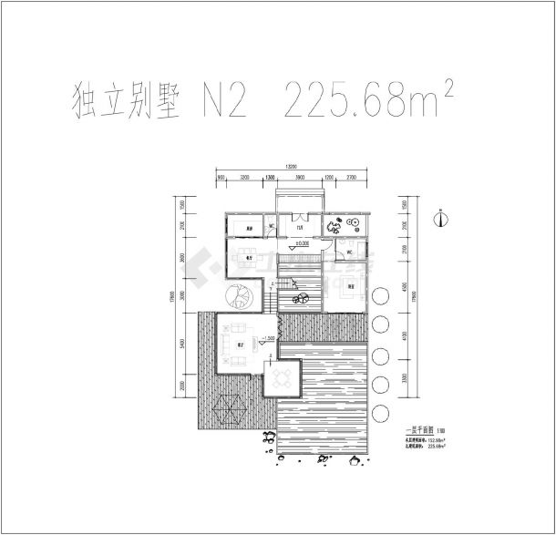 两层226平方米独栋别墅课程设计CAD图纸-图一