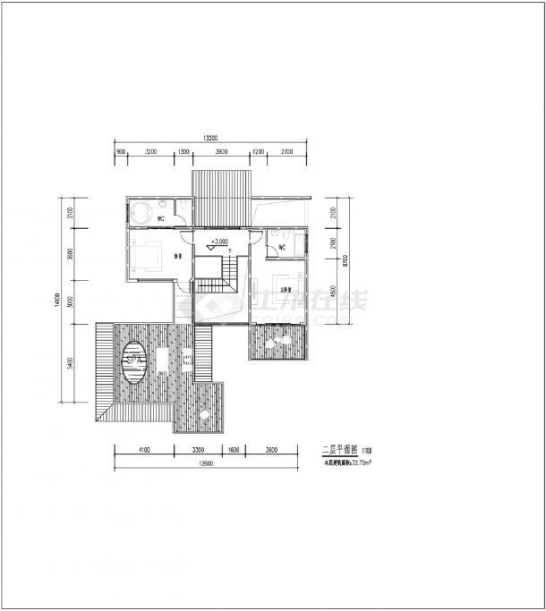 两层226平方米独栋别墅课程设计CAD图纸-图二