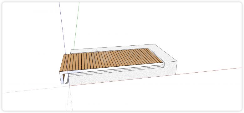 大理石底座木条结构简约现代横凳su模型-图二