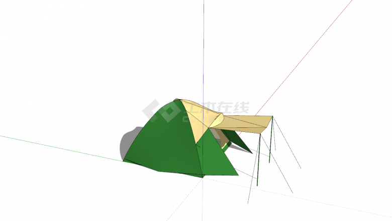 帐篷三角形双色拼接su模型-图二