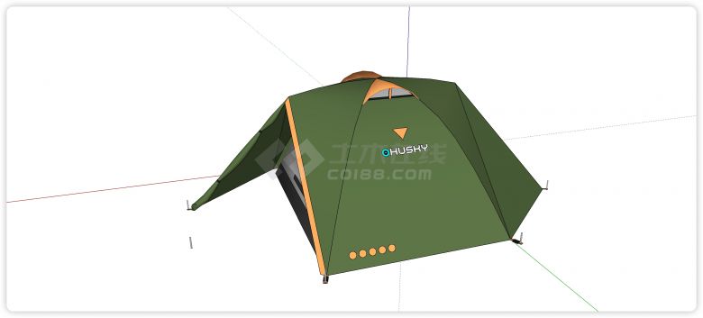 军绿色可爱造型露营帐篷su模型-图二