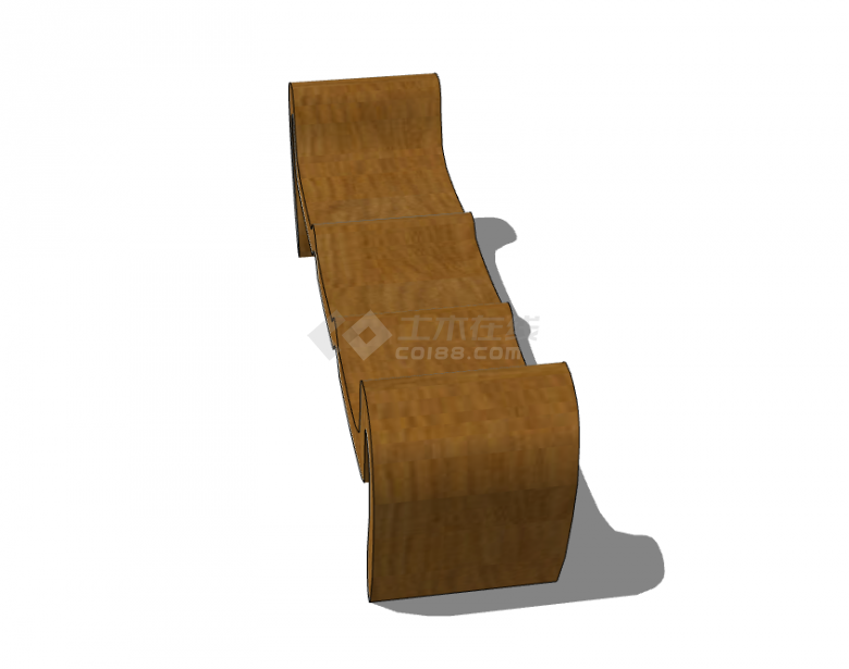 一块不规则的棕色的木板su模型-图二