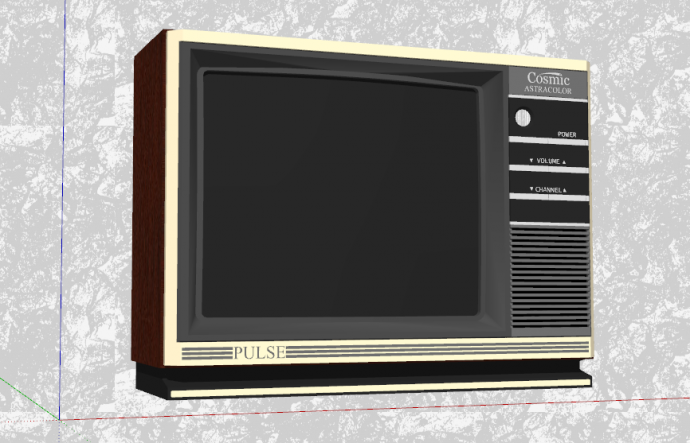 木纹外观复古电视机su模型_图1